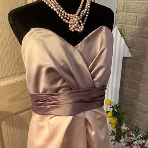 Strapless Sweetheart Neck Dress Sz 16 Gold Brown
